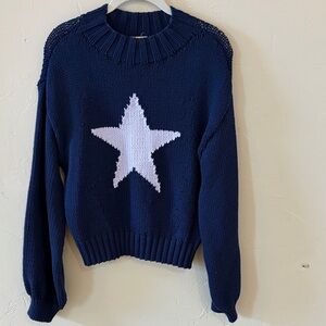 Maeve for Anthropologie Navy Blue Star Sweater Size S